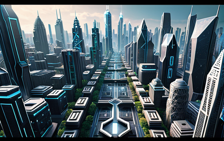 **Prompt:** A futuristic cityscape incorporating blockchain technology visuals, symbolizing the rise of DeFi and decentralized finance, with a focus on community-supported financing and tokenization.